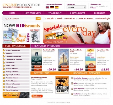 Product picture Online books store templates