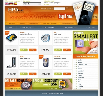 Product picture mp3 player online store templates