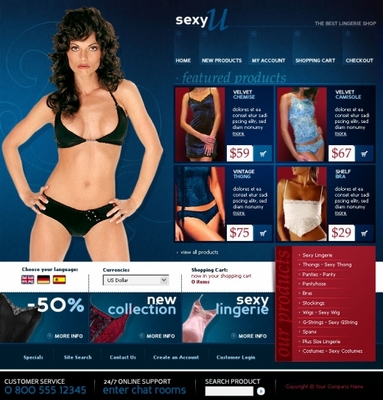 Product picture sexy lingerie store templates