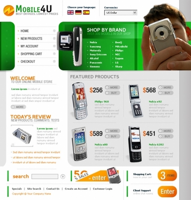 Product picture mobiles online shopping cart templates