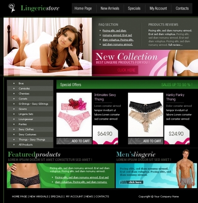 Product picture Lingerie online Store Psd Templates