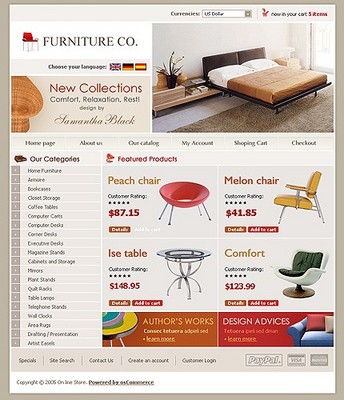 Product picture Furniture Oscommerce Online Store